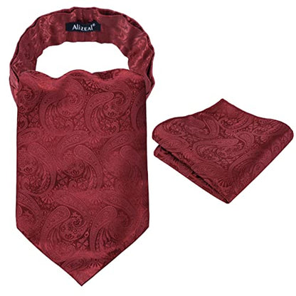 Men's Classic Paisley Cravat Tie with Pocket Square Handmade Floral Tie, Hanky Set, #138