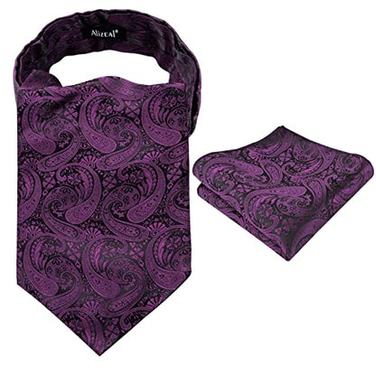 Men's Classic Paisley Cravat Tie with Pocket Square Handmade Floral Tie, Hanky Set, #138