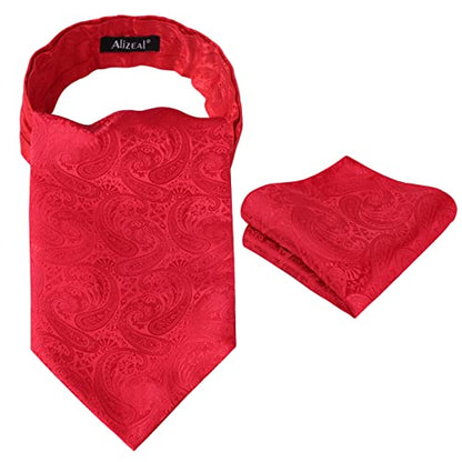 Men's Classic Paisley Cravat Tie with Pocket Square Handmade Floral Tie, Hanky Set, #138