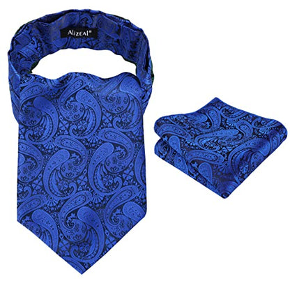Men's Classic Paisley Cravat Tie with Pocket Square Handmade Floral Tie, Hanky Set, #138