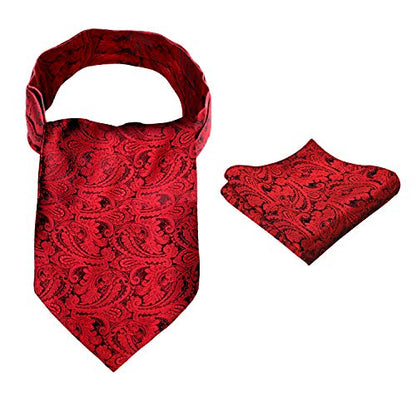 Men's Paisley Ascot Tie Cravat Satin Self Tie and Handkerchief Set, 139
