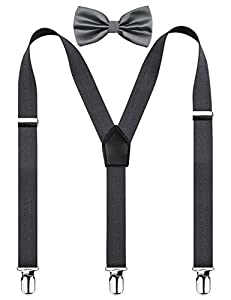 Men's 2.5CM Unisex's 3-Clip Suspender and Bow Tie Set, BD077