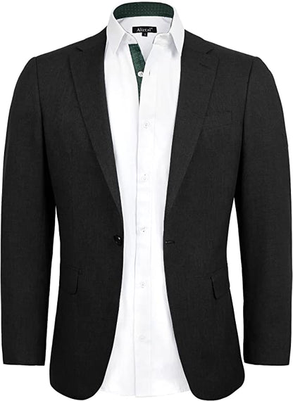 Alizeal Men's Casual Suit Jacket Sports Coat Business Suit One Button, 020-Black
