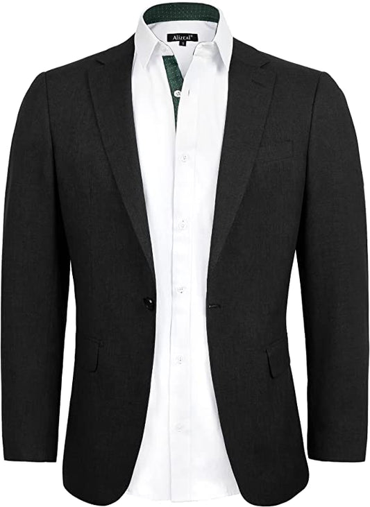 Alizeal Men's Casual Suit Jacket Sports Coat Business Suit One Button, 020-Black