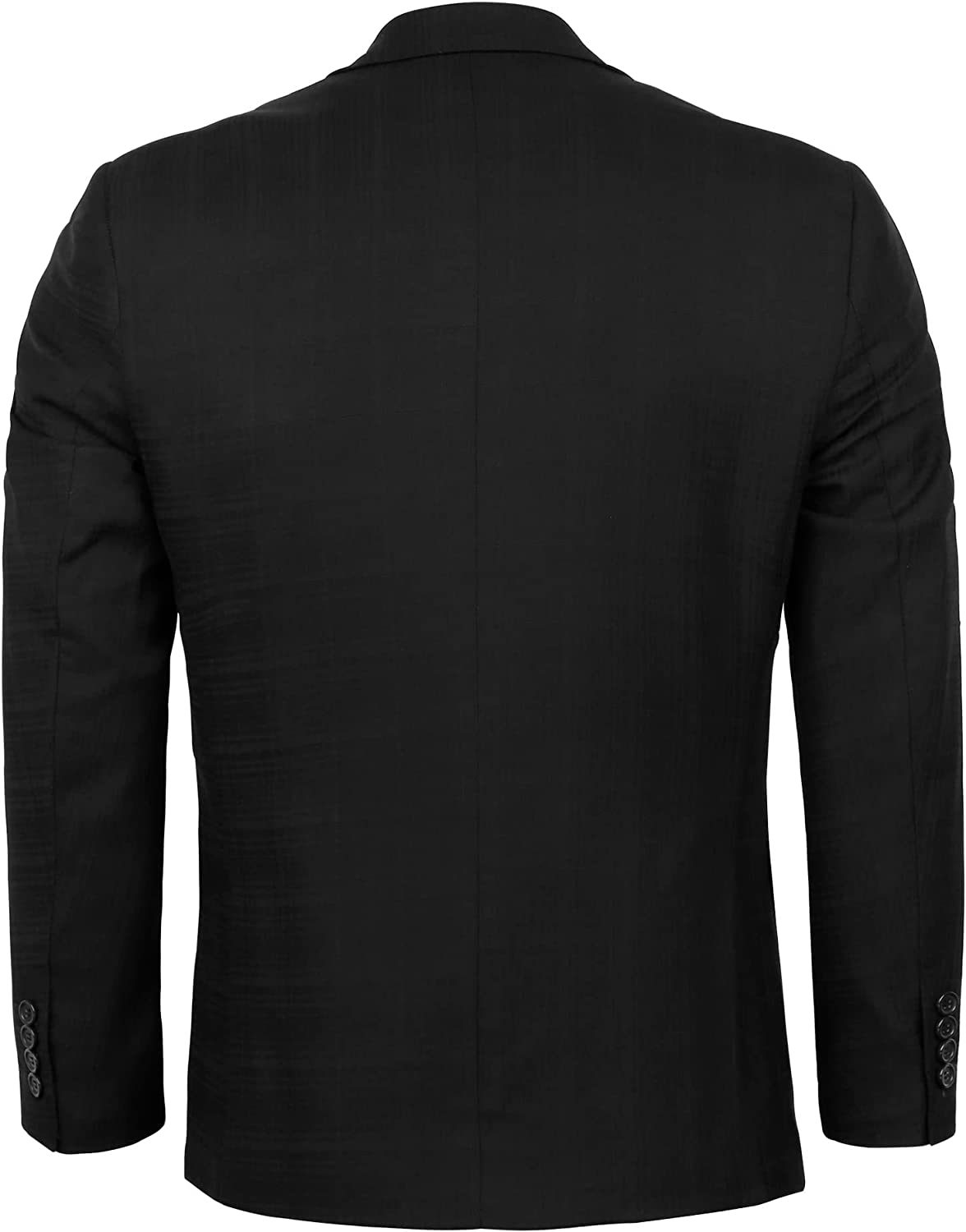 Men's Plaid Blazer One Button Slim Fit Business Suit Jacket, 022-Black