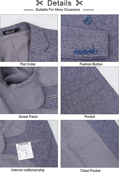 Alizeal Men's Suit Jacket Sports Coat Business Suit One Button, 020-Blue