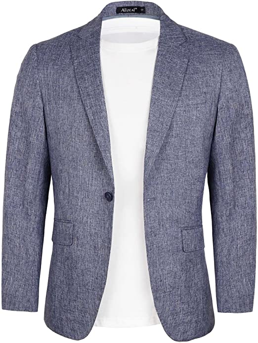 Alizeal Men's Suit Jacket Sports Coat Business Suit One Button, 020-Blue