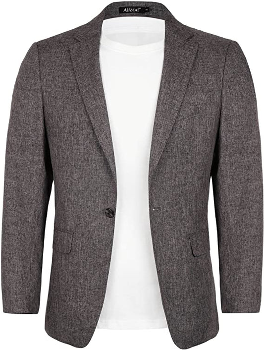 Men's Casual Suit Jacket Sports Coat Business Suit One Button, 020-Brown