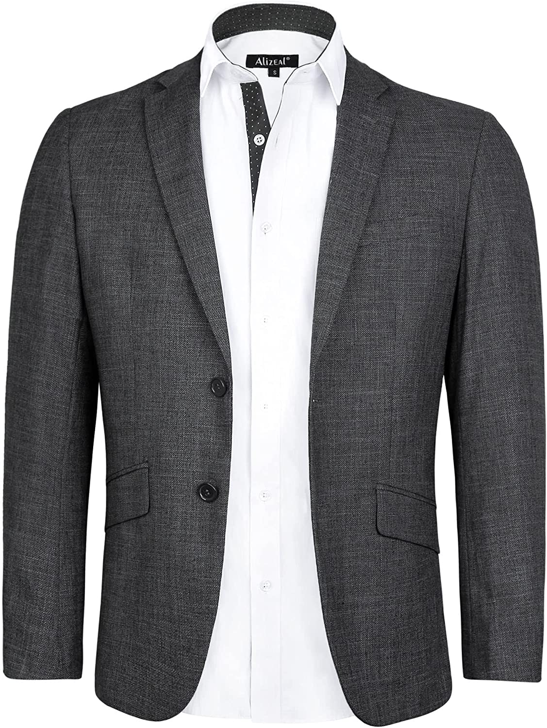 Men's Textured Blazer Jacket Regular Fit Two Button Solid Sport Coat, 021-Dark Gray