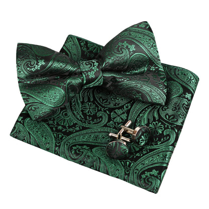 Alizeal Men's Classic Paisley Bow Tie, Hanky and Cufflinks Set, 028