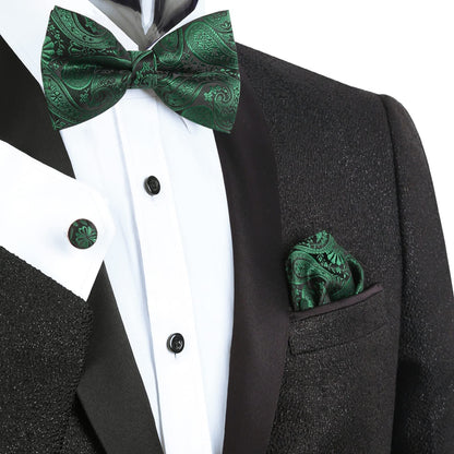 Alizeal Men's Classic Paisley Bow Tie, Hanky and Cufflinks Set, 028