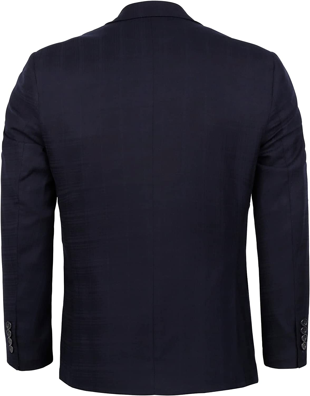 Men's Plaid Blazer One Button Slim Fit Business Suit Jacket, 022-Dark Navy