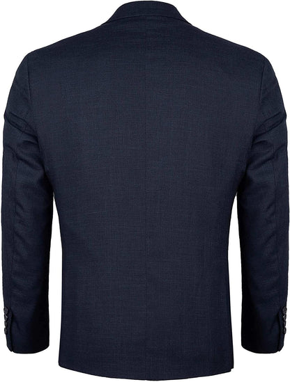 Men's Textured Blazer Jacket Regular Fit Two Button Solid Sport Coat, 021-Dark Navy