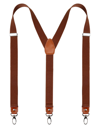 Men's 1 Inch 3 Swivel Hooks Suspender with Leather Joint and Elastic Band, BD034