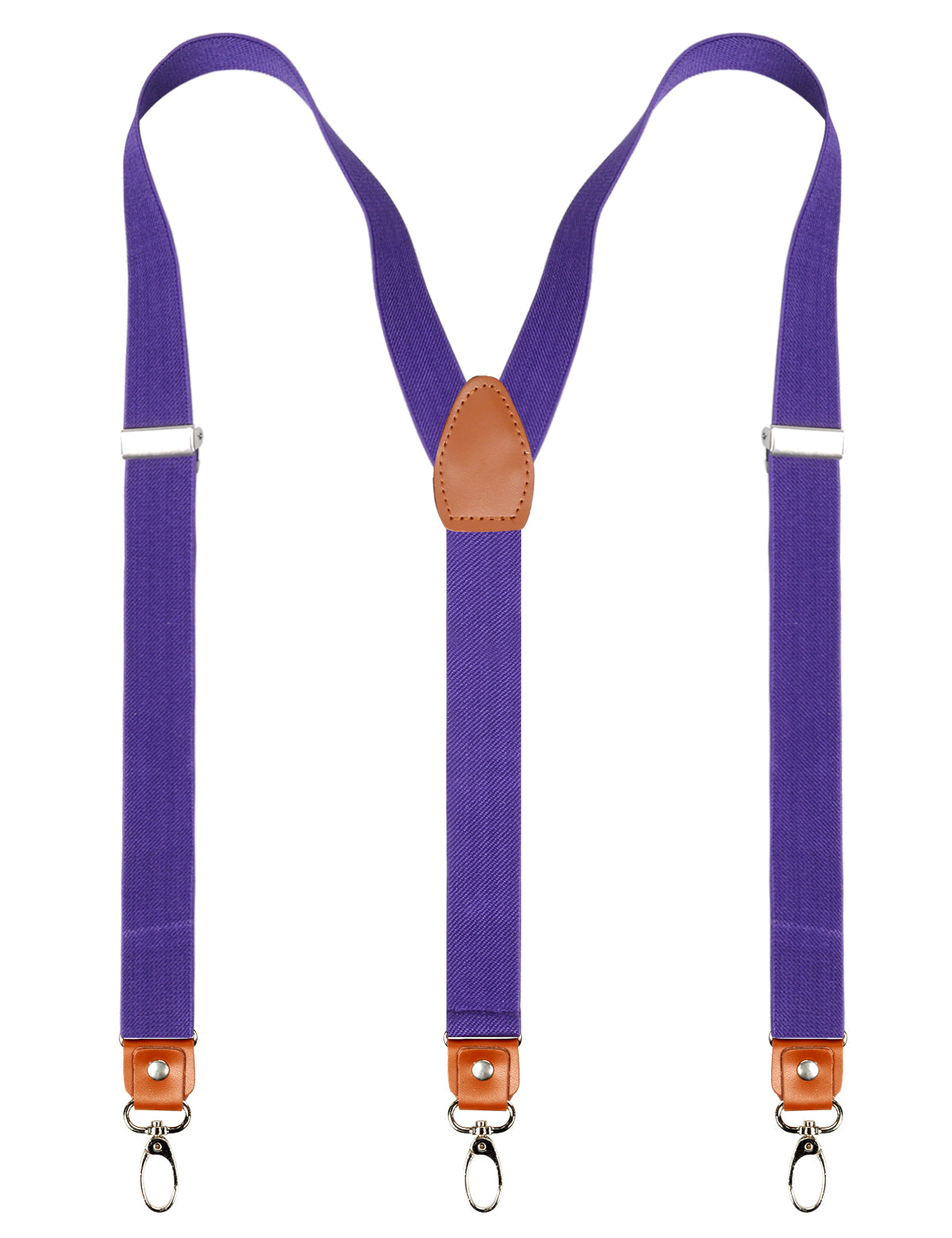 Men's 1 Inch 3 Swivel Hooks Suspender with Leather Joint and Elastic Band, BD034