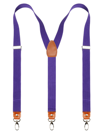 Men's 1 Inch 3 Swivel Hooks Suspender with Leather Joint and Elastic Band, BD034