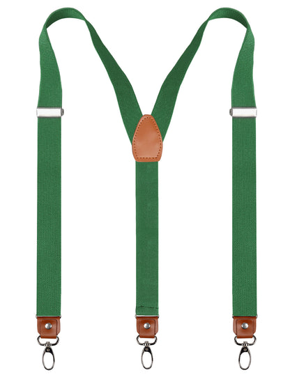 Men's 1 Inch 3 Swivel Hooks Suspender with Leather Joint and Elastic Band, BD034