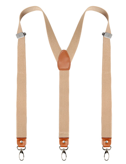 Men's 1 Inch 3 Swivel Hooks Suspender with Leather Joint and Elastic Band, BD034