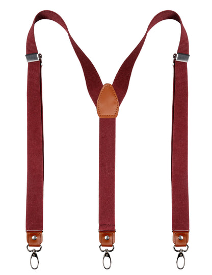 Men's 1 Inch 3 Swivel Hooks Suspender with Leather Joint and Elastic Band, BD034