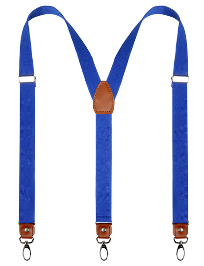 Men's 1 Inch 3 Swivel Hooks Suspender with Leather Joint and Elastic Band, BD034