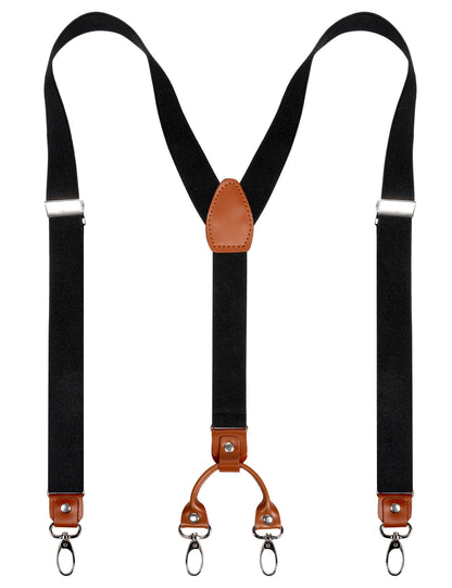 Men's 1 Inch Suspender with Leather Joint and 4 Swivel Hooks, BD035