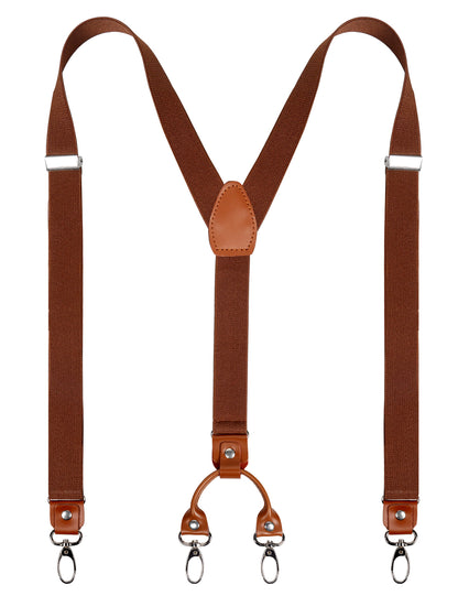 Men's 1 Inch Suspender with Leather Joint and 4 Swivel Hooks, BD035