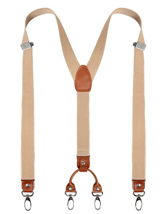 Men's 1 Inch Suspender with Leather Joint and 4 Swivel Hooks, BD035