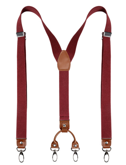 Men's 1 Inch Suspender with Leather Joint and 4 Swivel Hooks, BD035