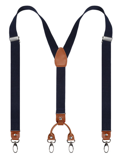 Men's 1 Inch Suspender with Leather Joint and 4 Swivel Hooks, BD035
