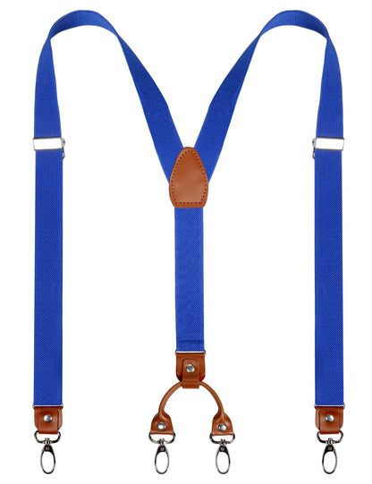 Men's 1 Inch Suspender with Leather Joint and 4 Swivel Hooks, BD035