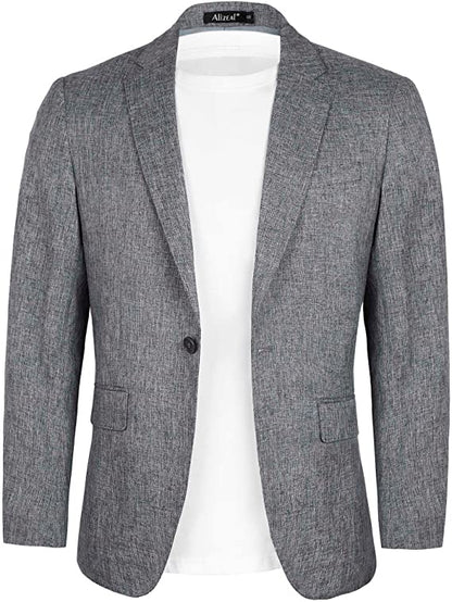 Men's Casual Suit Jacket Sports Coat Business Suit One Button, 020-Gray