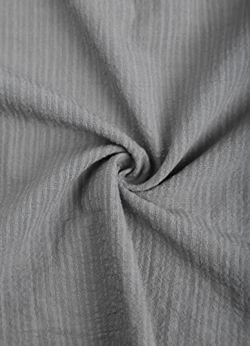 Men's Henley Shirt Long Sleeve Cotton Viscose Solid Button-Down Casual Beach Shirt with Pocket, 102-Greyish Green