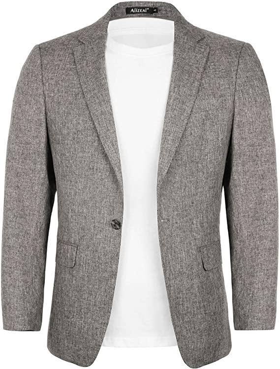 Men's Casual Suit Jacket Sports Coat Business Suit One Button, 020-Khaki