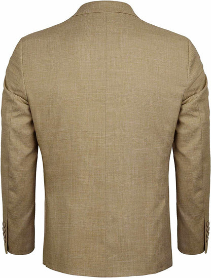 Men's Textured Blazer Jacket Regular Fit Two Button Solid Sport Coat, 021-Khaki