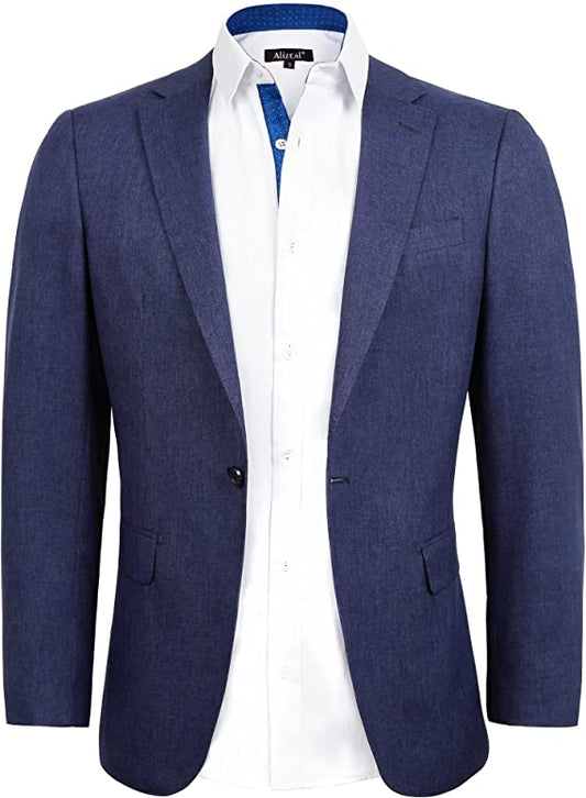 Men's Casual Suit Jacket Sports Coat Business Suit One Button, 020-Navy