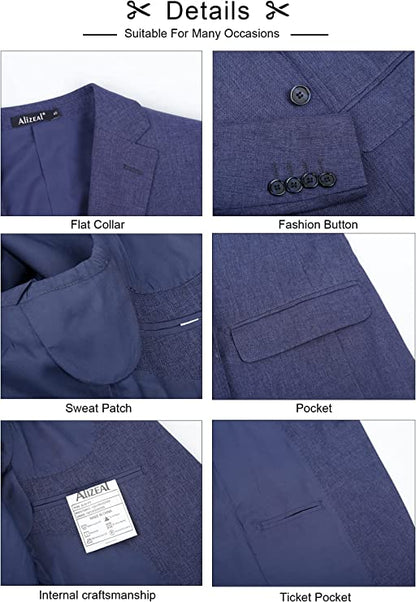 Men's Casual Suit Jacket Sports Coat Business Suit One Button, 020-Navy