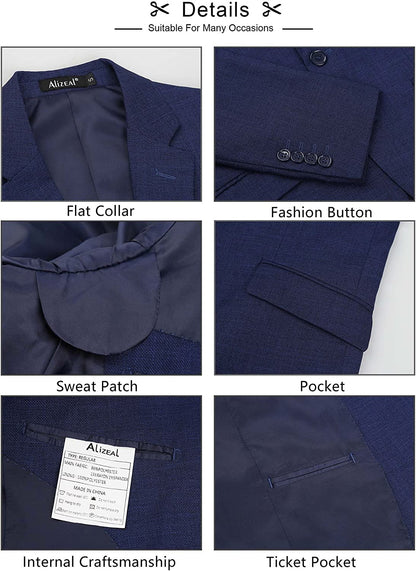Men's Textured Blazer Jacket Regular Fit Two Button Solid Sport Coat, 021-Navy Blue