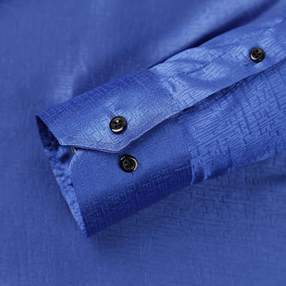 Alizeal Men's Satin Long Sleeve Button Down Shirt 008-Royal Blue